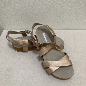 Timberland golden criss-cross leather women's sandals size 5.5W ankle strap